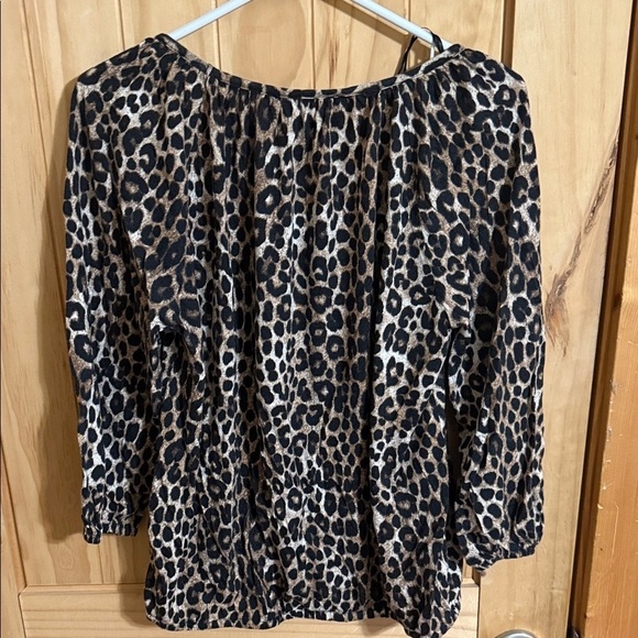 Michael Kors Black and Brown Leopard Print Blouse - Picture 3 of 4